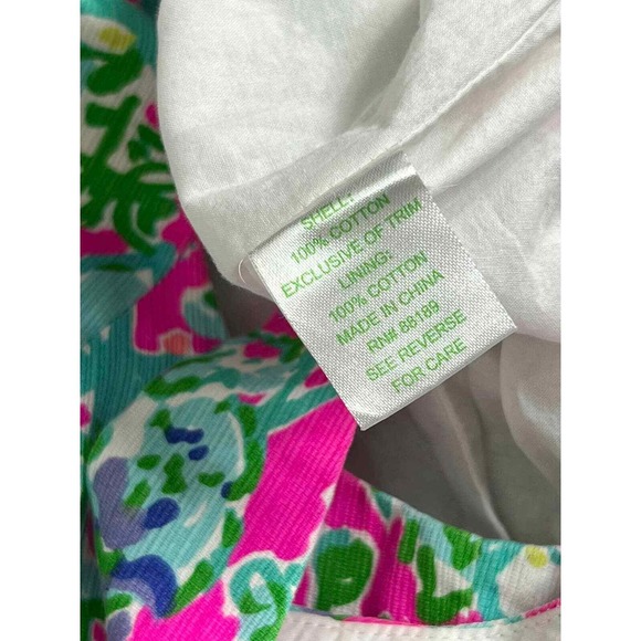 Lilly Pulitzer Floral Shift Dress Women Med Pink Turquoise Cotton Coastal Preppy - Picture 7 of 12